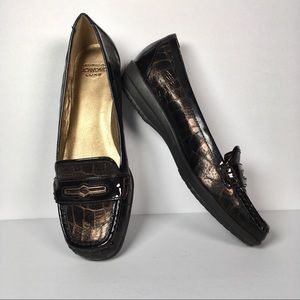 Joan & David Patent Snakeskin Leather Loafers